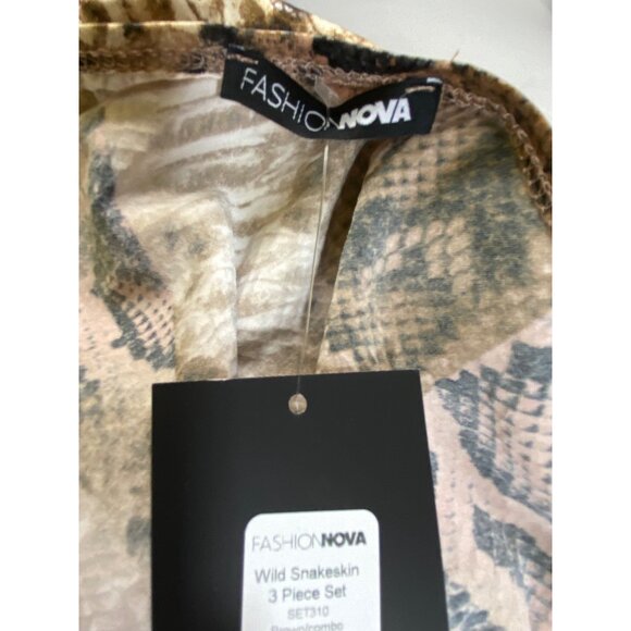Wild Snakeskin 3 Piece Set By Fashion Nova Size XL Brown/Combo - Picture 8 of 9